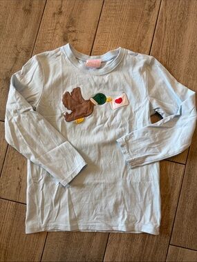 Stitch Fish Light Blue Long-Sleeve Tee with Duck Appliqué Sz 6